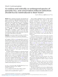 Co-Extinct and Critically Co-Endangered Species of Parasitic Lice, and Conservation-Induced Extinction: Should Lice Be Reintroduced to Their Hosts?