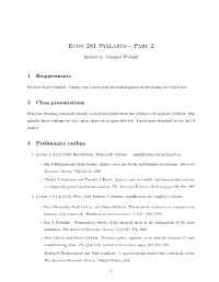 Econ 281 Syllabus - Part 2