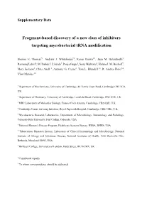 Fragment-Based Discovery of a New Class of Inhibitors Targeting Mycobacterial Trna Modification