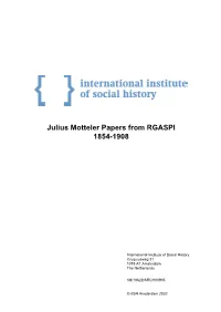 Julius Motteler Papers from RGASPI 1854-1908
