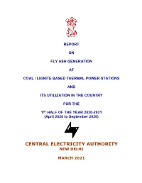 Report on Fly Ash Generation and Its