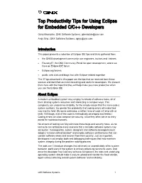 Top Productivity Tips for Using Eclipse for Embedded C/C++ Developers
