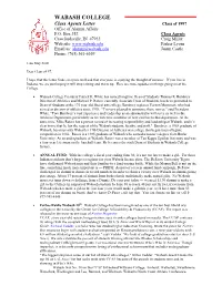 Class Agents Letter Class of 1997 Office of Alumni Affairs P.O