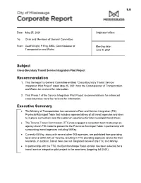 Cross-Boundary Transit Service Integration Pilot Project