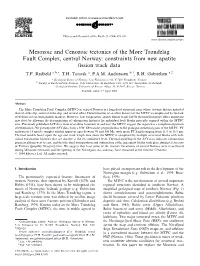 Mesozoic and Cenozoic Tectonics of the Møre Trøndelag Fault Complex, Central Norway: Constraints from New Apatite ﬁssion Track Data T.F