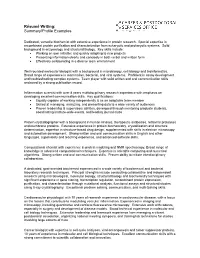 Résumé Writing: Summary/Profile Examples