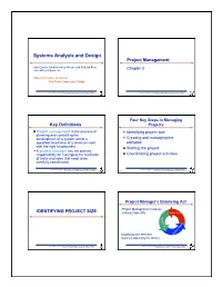 Systems Analysis and Design Project Management