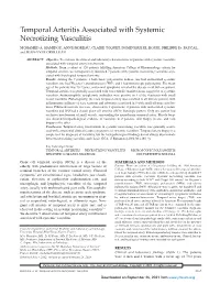 Temporal Arteritis Associated with Systemic Necrotizing Vasculitis MOHAMED A