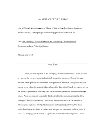 The Emerging Church Movement: an Exploratory Case Study of Its