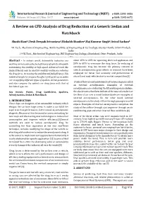 A Review on CFD Analysis of Drag Reduction of a Generic Sedan and Hatchback
