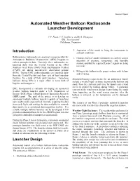 Automated Weather Balloon Radiosonde Launcher Development
