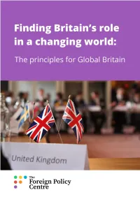 Finding Britain's Role in a Changing World: the Principles of Global Britain