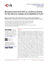 Mycobacterium Bovis BCG As a Delivery System for the Dtb Gene Antigen from Diphtheria Toxin