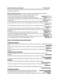 Question Setter Roger Springthorpe 7Th March 2012 All Answers Necessary to Be Judged Correct Are in Bold and Underlined
