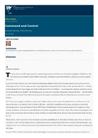 Command and Control | the Washington Institute