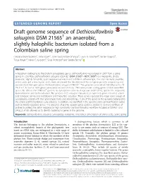 Draft Genome Sequence of Dethiosulfovibrio Salsuginis DSM