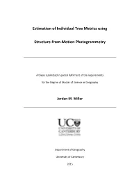 Estimation of Individual Tree Metrics Using Structure-From-Motion Photogrammetry