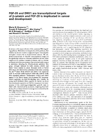 FGF20 and DKK1 Are Transcriptional Targets of Catenin and FGF20 Is