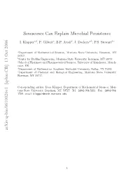 [Q-Bio.CB] 13 Oct 2006 Senescence Can Explain Microbial Persistence