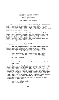 RELATIVE CLAUSES in CROW Randolph Graczyk University of Chicago