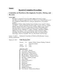 Senate Record of Committee Proceedings Committee on Workforce Development, Forestry, Mining, and Revenue