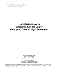 Useful Definitions for Exploring Gender Equity Excerpted from A