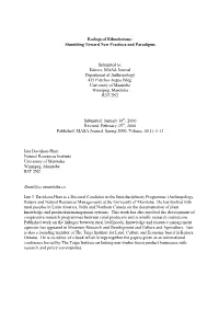 Ecological Ethnobotany: Stumbling Toward New Practices and Paradigms Submitted To: Editors, MASA Journal Department of Anthropol