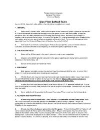 Slow Pitch Softball Rules Current A.S.A