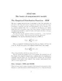 STAT 830 the Basics of Nonparametric Models The