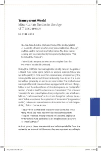 Transparent World Minoritarian Tactics in the Age of Transparency