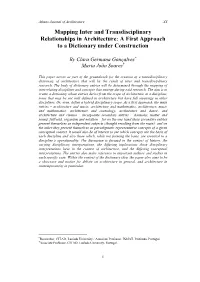 Mapping Inter and Transdisciplinary Relationships in Architecture: a First Approach to a Dictionary Under Construction