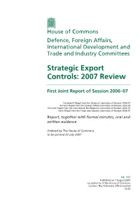 Strategic Export Controls: 2007 Review