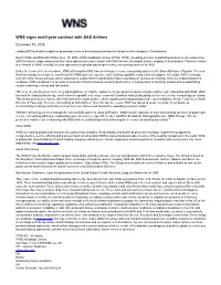 WNS Signs Multi-Year Contract with SAS Airlines
