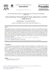 Achieving Energy Saving Through Proxying Applications on Behalf Of