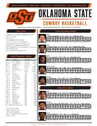 Game Center 2020-21 Schedule / Results Projected Cowboy Starters