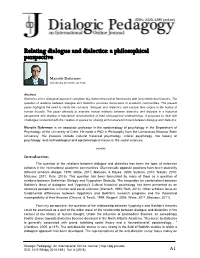 Relating Dialogue and Dialectics: a Philosophical Perspective