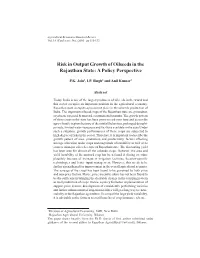 Risk in Output Growth of Oilseeds in the Rajasthan State: a Policy Perspective
