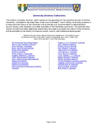 University Archives Collections