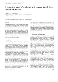 A Numerical Study of Resolution and Contrast in Soft X-Ray Contact Microscopy