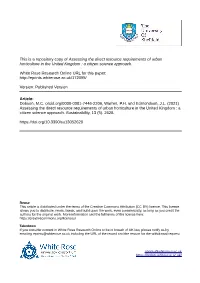 Assessing the Direct Resource Requirements of Urban Horticulture in the United Kingdom : a Citizen Science Approach
