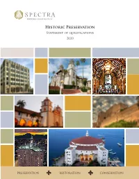 Historic Preservation Statement of Qualifications 2020