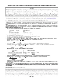 Instructions for Filling of Passport Application Form and Supplementary Form