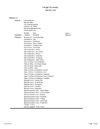 Lehigh University Vendor List
