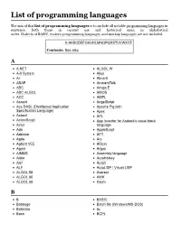 List of Programming Languages