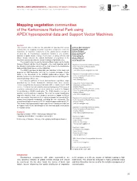 Mapping Vegetation Communities of the Karkonosze National Park Using APEX Hyperspectral Data and Support Vector Machines