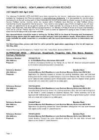 NEW PLANNING APPLICATIONS RECEIVED LIST ISSUED 20Th April