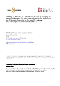 Sleeping and Ranging Behavior of the Sambirano Mouse Lemur, Microcebus Sambiranensis
