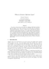 What Is Abstract Algebraic Logic?