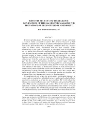 When the Rule of Law Breaks Down: Implications of the 1866 Memphis Massacre for the Passage of the Fourteenth Amendment