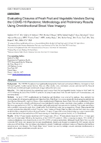 Evaluating Closures of Fresh Fruit and Vegetable Vendors During the COVID-19 Pandemic: Methodology and Preliminary Results Using Omnidirectional Street View Imagery